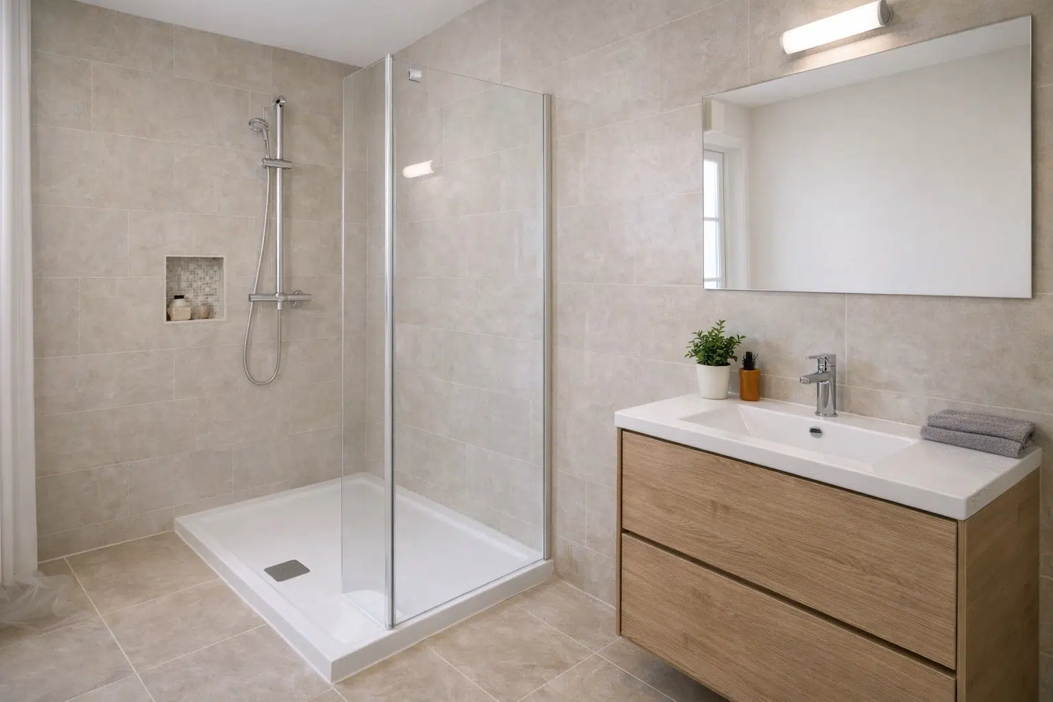 Cambio de Bañera por ducha en Huelva 3 reforma bañERA POR ducha terminada en huelvA